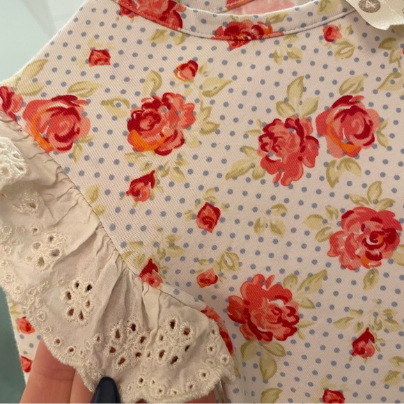 Matilda Jane Long Sleeve Top Girls Size 4 / Georgia Lace Ruffle Floral Rose - Picture 3 of 8
